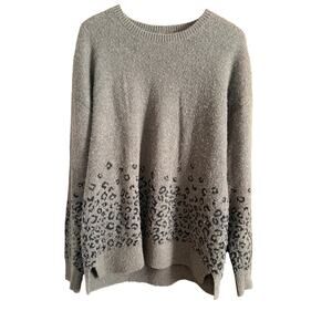ALLSAINTS | Tredan Wool/Cotton/Alpaca Blend Oversized Gray Leopard Sweater Large